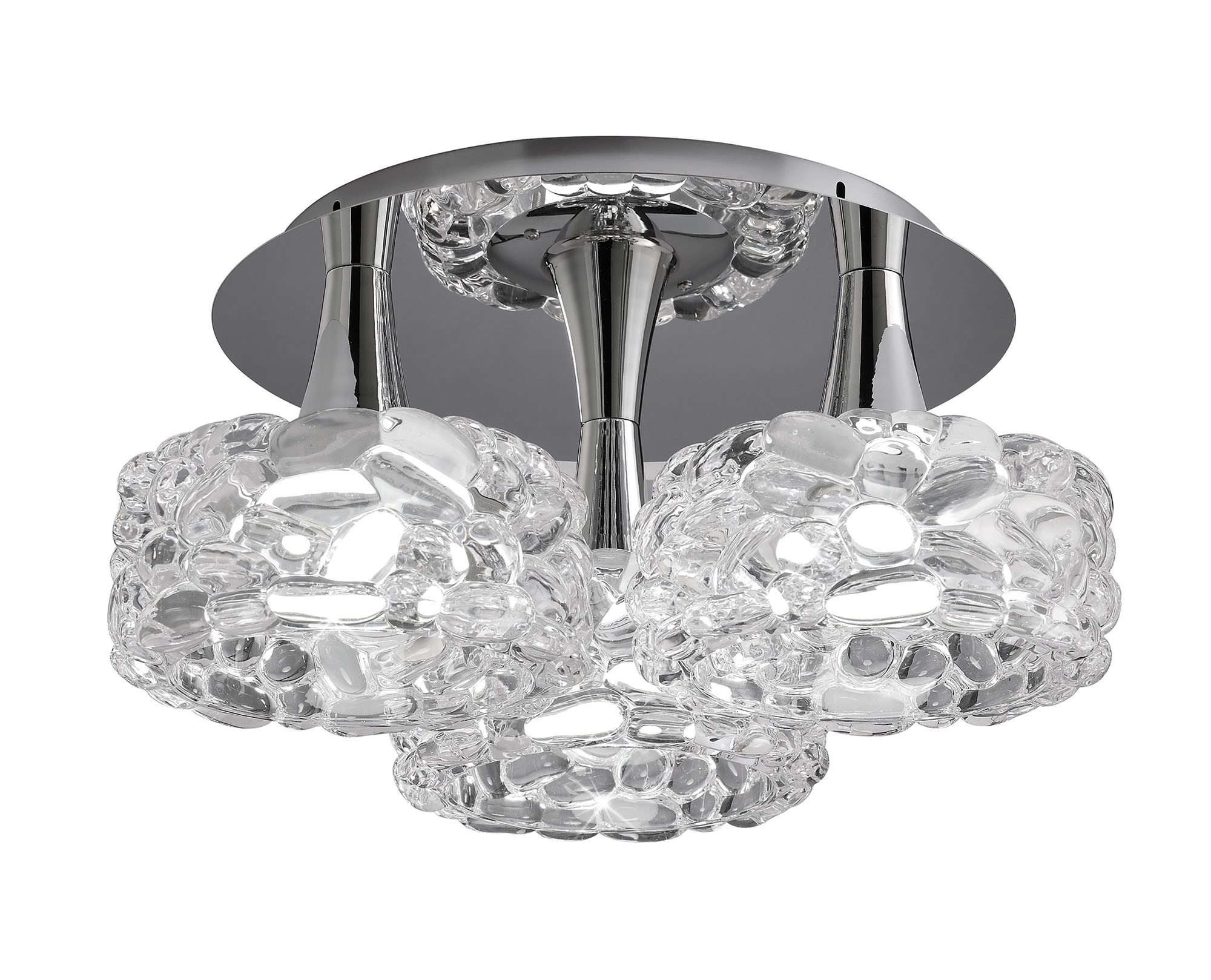 M3935  O2 Glass  Flush Ceiling 3 Light